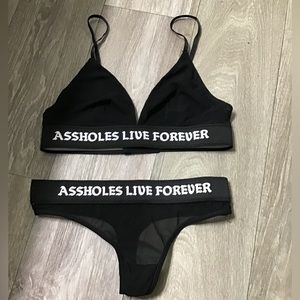 Assholes Live Forever bra underwear set